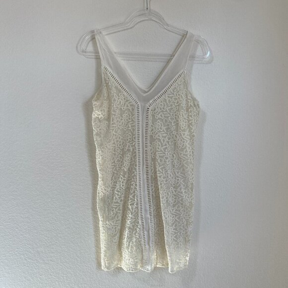Abercrombie & Fitch Ivory Lacy Crochet Mini Dress Medium - Picture 1 of 7